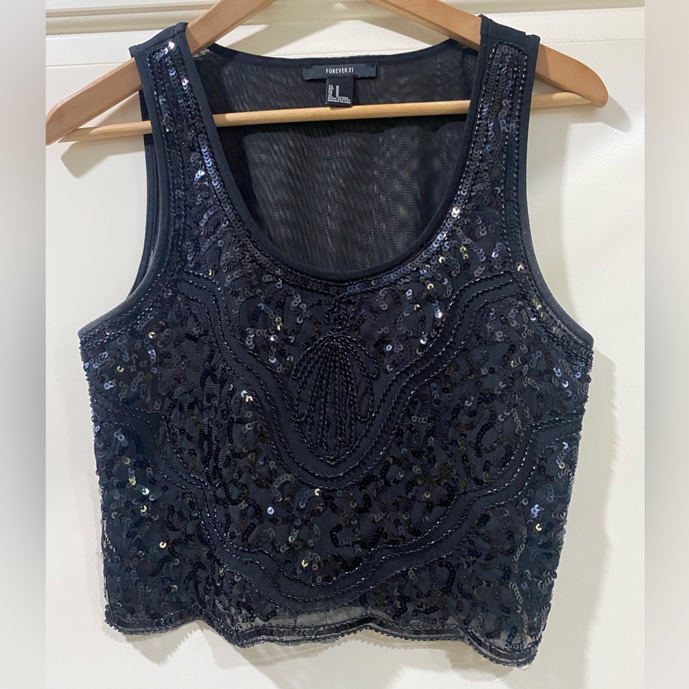 Beaded Mesh Tank Top